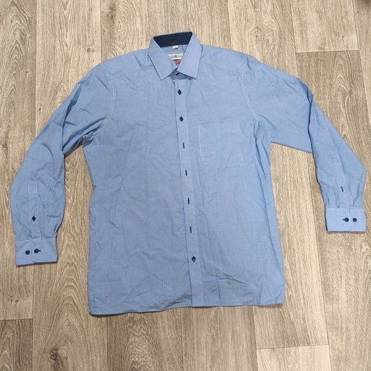 Royal Class Selection Mens Dress Shirt Blue White Gingham Modern Fit 41