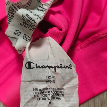 Champion Sports Bra Women Medium Pink Black Logo Athletic Fitness Workout Crop