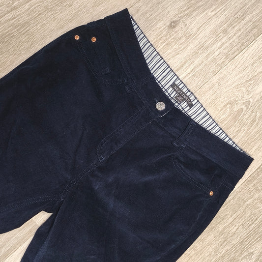 NEXT Petite Womens Navy Blue Corduroy Trousers Pants Size UK 12P EU 40 Stretch