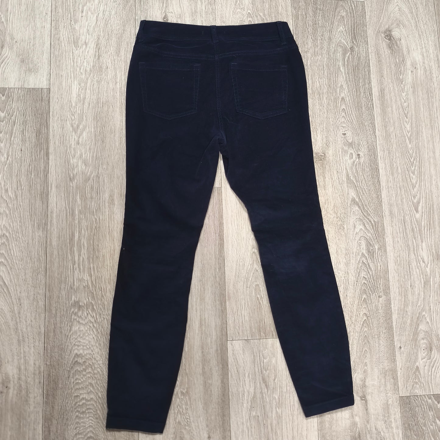 NEXT Petite Womens Navy Blue Corduroy Trousers Pants Size UK 12P EU 40 Stretch