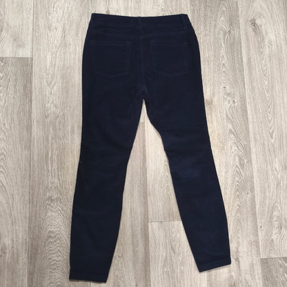 NEXT Petite Womens Navy Blue Corduroy Trousers Pants Size UK 12P EU 40 Stretch