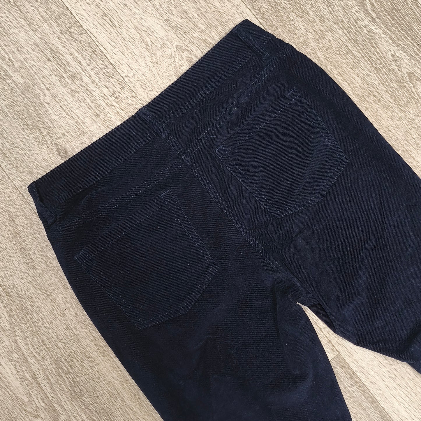 NEXT Petite Womens Navy Blue Corduroy Trousers Pants Size UK 12P EU 40 Stretch