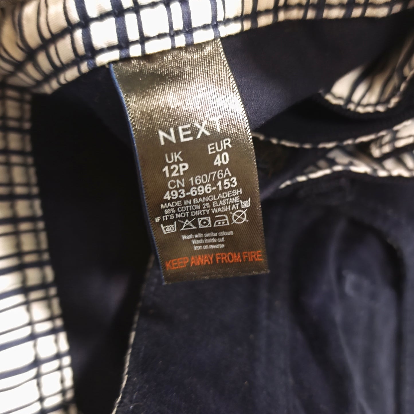 NEXT Petite Womens Navy Blue Corduroy Trousers Pants Size UK 12P EU 40 Stretch