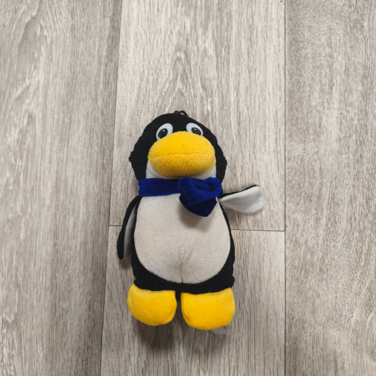 Paul Import Plush Penguin Stuffed Animal Toy Blue Scarf Hanging Loop Black White