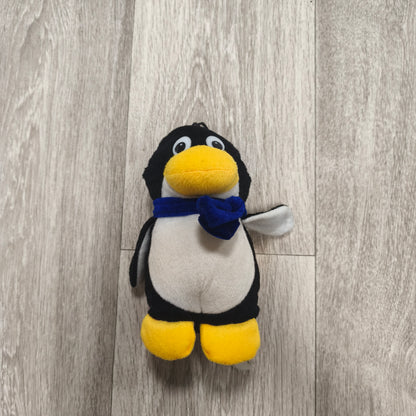 Paul Import Plush Penguin Stuffed Animal Toy Blue Scarf Hanging Loop Black White