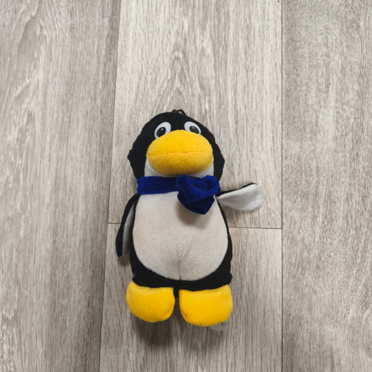 Paul Import Plush Penguin Stuffed Animal Toy Blue Scarf Hanging Loop Black White