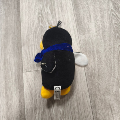 Paul Import Plush Penguin Stuffed Animal Toy Blue Scarf Hanging Loop Black White