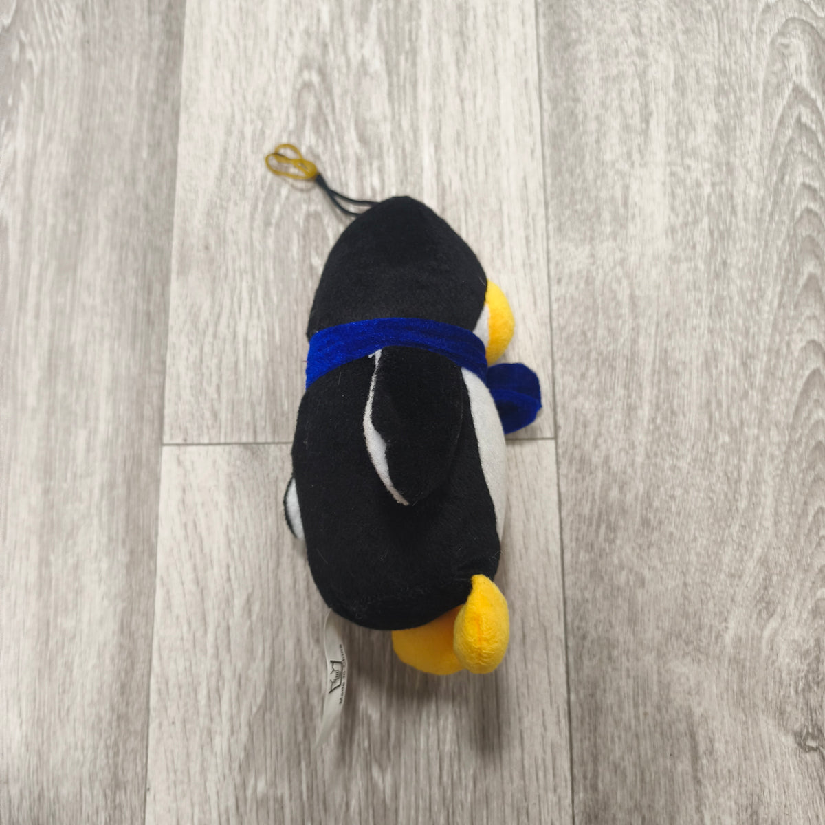 Paul Import Plush Penguin Stuffed Animal Toy Blue Scarf Hanging Loop Black White