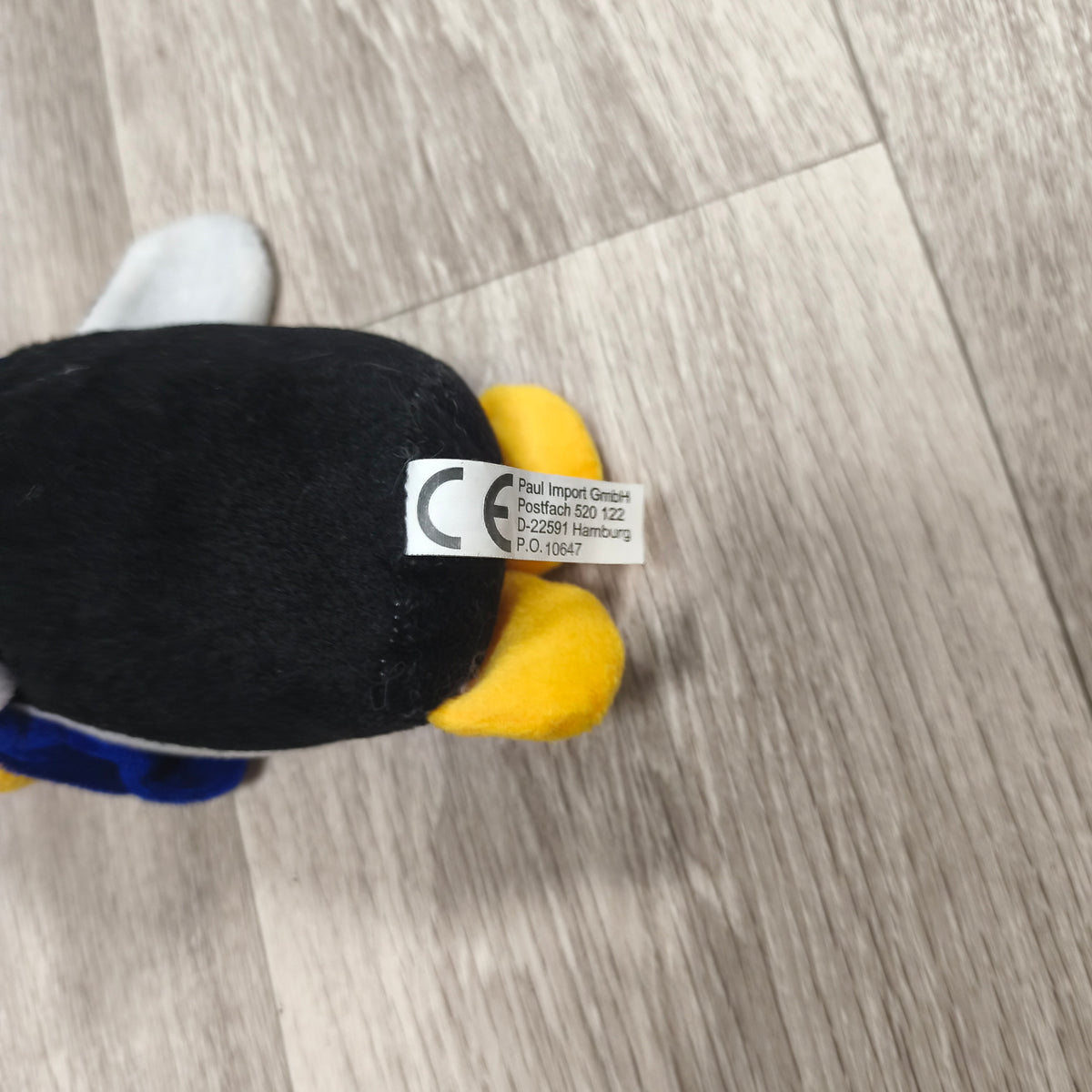 Paul Import Plush Penguin Stuffed Animal Toy Blue Scarf Hanging Loop Black White