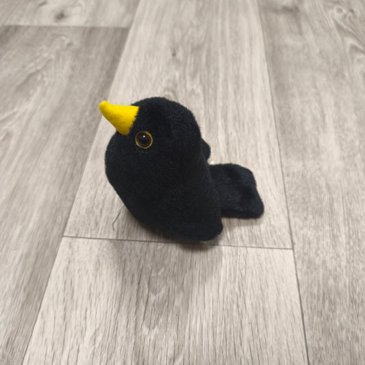 Wild Republic Blackbird Plush Toy Yellow Beak Bird Cornell Lab Defect