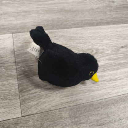 Wild Republic Blackbird Plush Toy Yellow Beak Bird Cornell Lab Defect