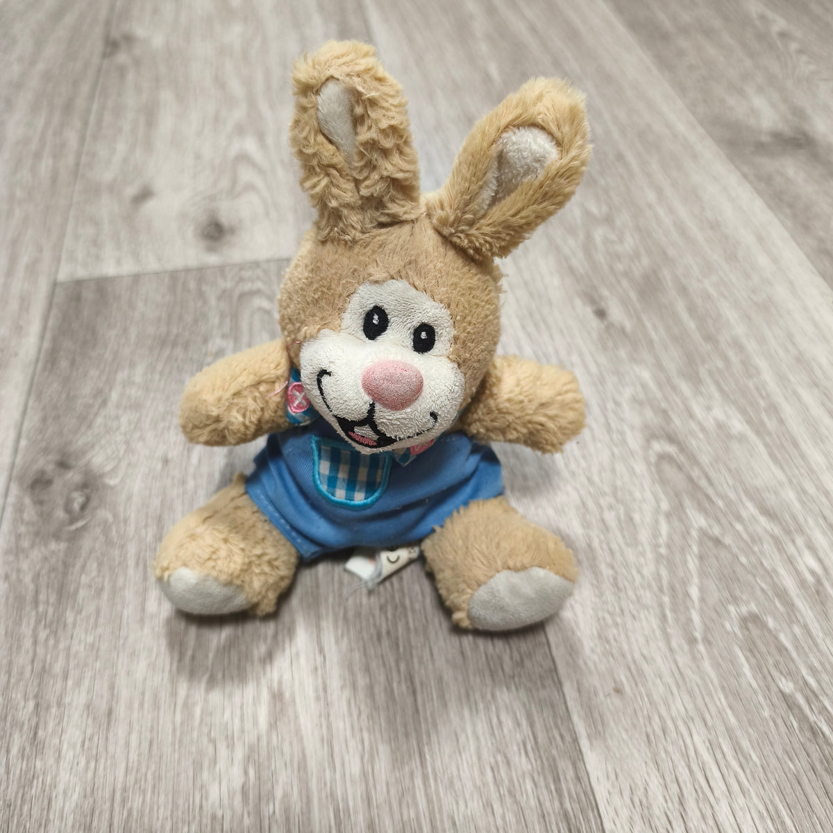 Windel Plush Bunny Rabbit Stuffed Animal Blue Overalls Gingham Soft Toy