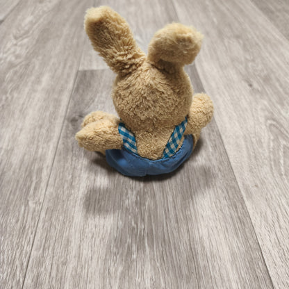 Windel Plush Bunny Rabbit Stuffed Animal Blue Overalls Gingham Soft Toy
