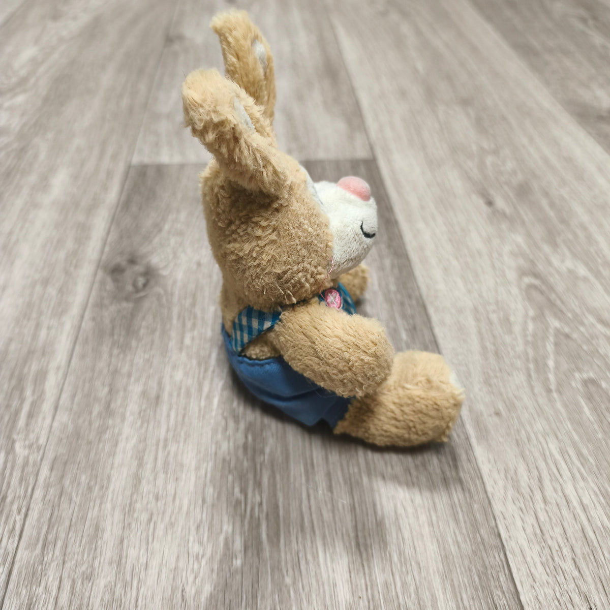 Windel Plush Bunny Rabbit Stuffed Animal Blue Overalls Gingham Soft Toy