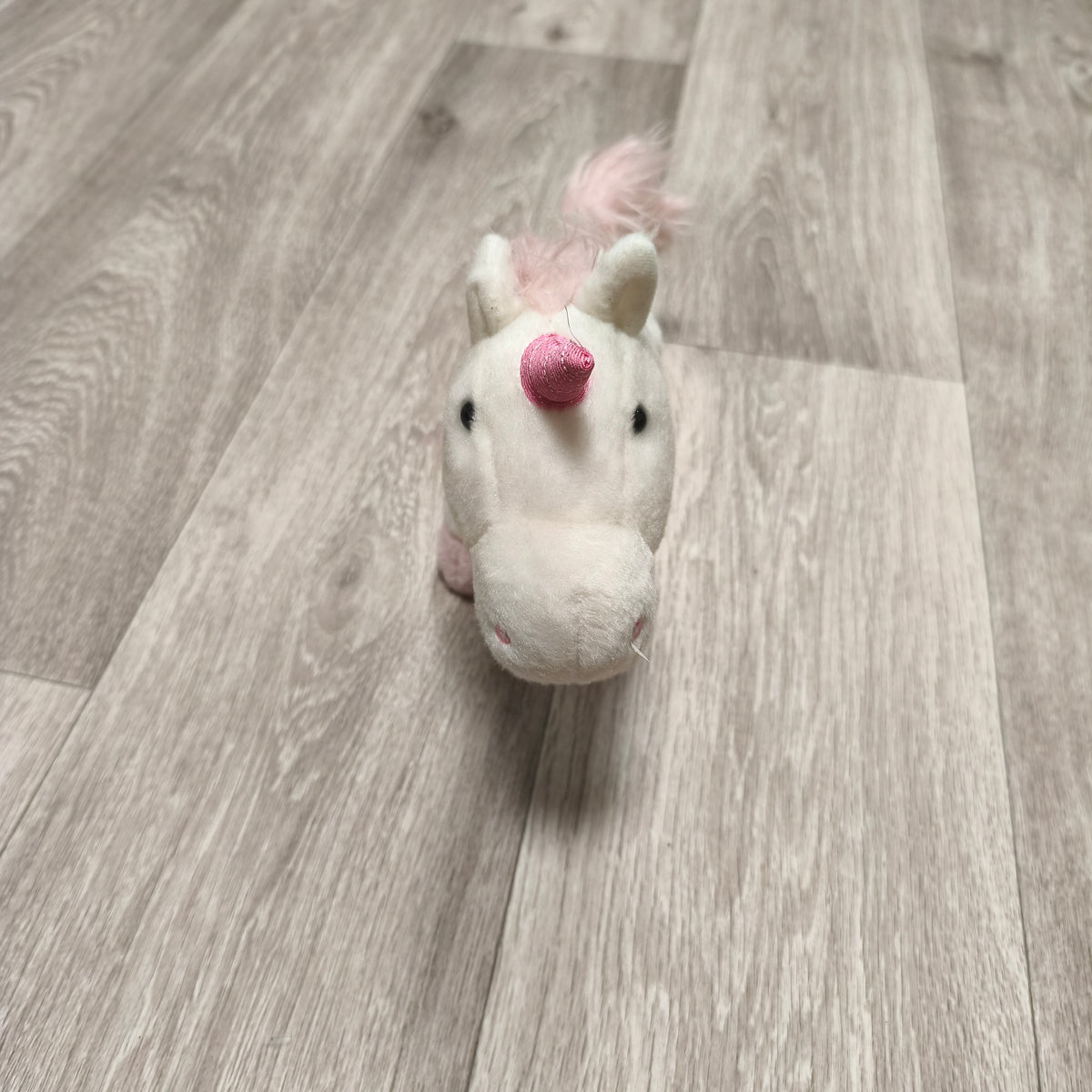 Sainsbury's White Pink Unicorn Plush Toy Stuffed Animal Zippered Belly