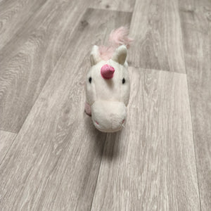Sainsbury's White Pink Unicorn Plush Toy Stuffed Animal Zippered Belly
