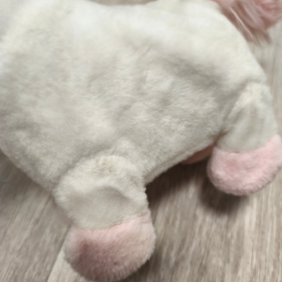 Sainsbury's White Pink Unicorn Plush Toy Stuffed Animal Zippered Belly