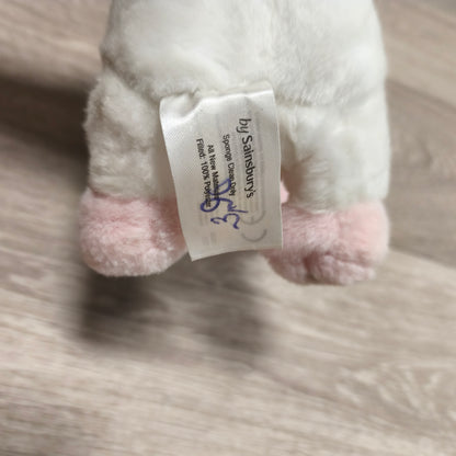 Sainsbury's White Pink Unicorn Plush Toy Stuffed Animal Zippered Belly