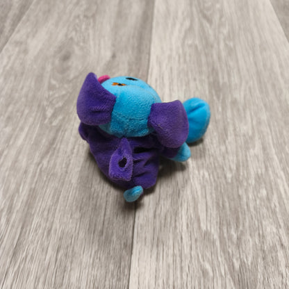Blue Purple Dog Plush Stuffed Animal Toy Flower Eye Patch Hanging Loop Small