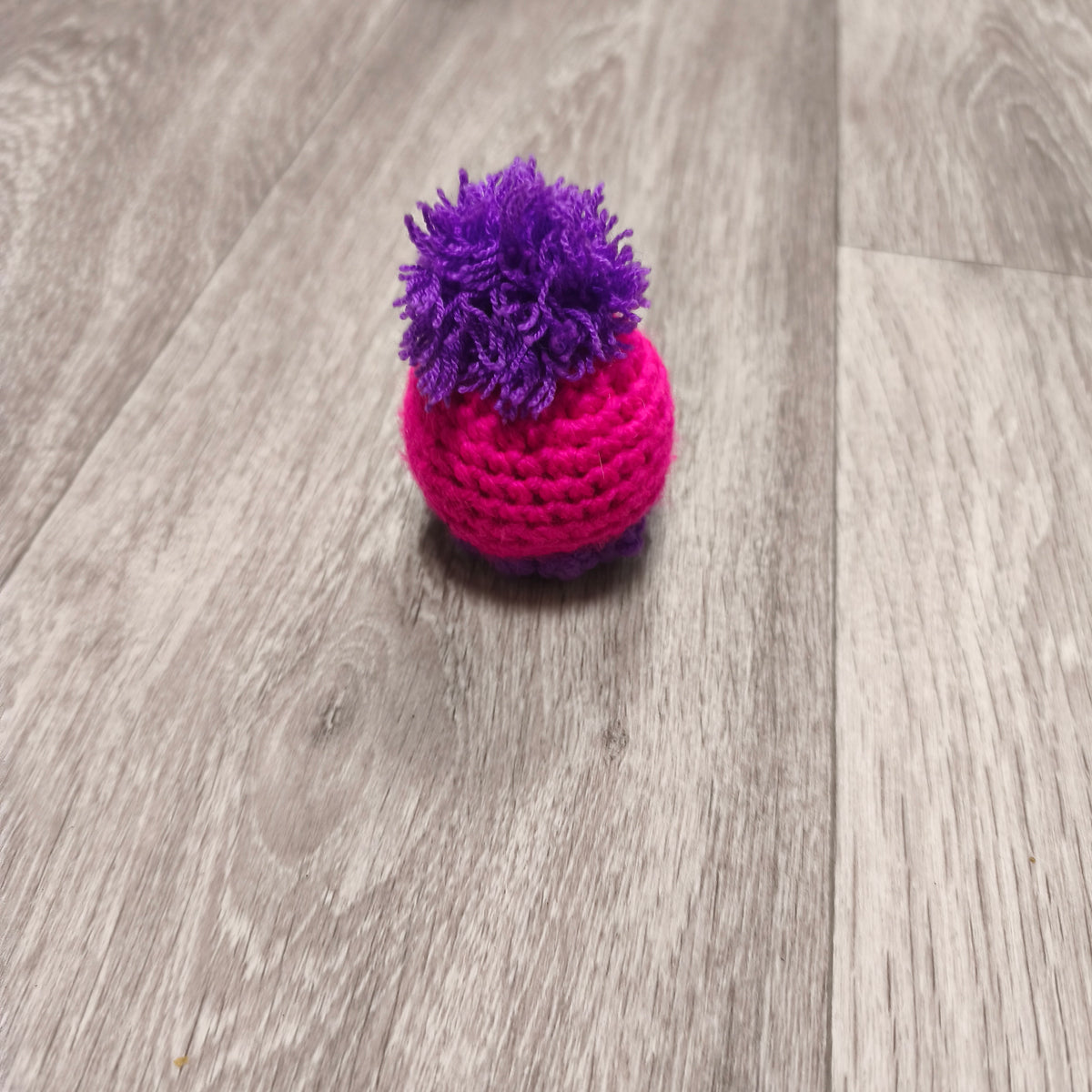 Handmade Crochet Mini Monster Plush Pink Purple Googly Eyes Yarn Toy Creature