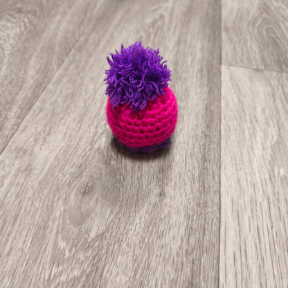 Handmade Crochet Mini Monster Plush Pink Purple Googly Eyes Yarn Toy Creature