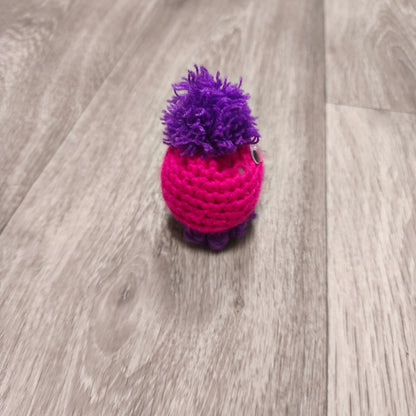 Handmade Crochet Mini Monster Plush Pink Purple Googly Eyes Yarn Toy Creature