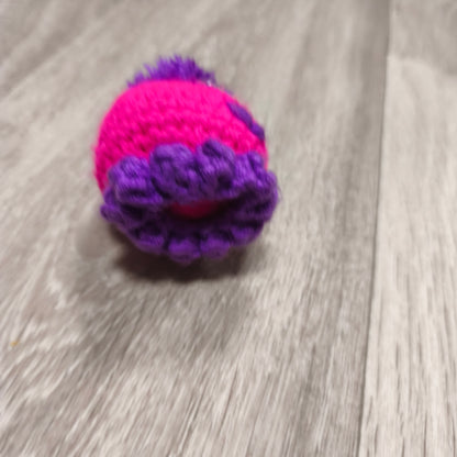 Handmade Crochet Mini Monster Plush Pink Purple Googly Eyes Yarn Toy Creature