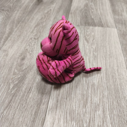 Pink Tiger Plush Stuffed Animal Toy Brown Striped Soft Cute Plushie