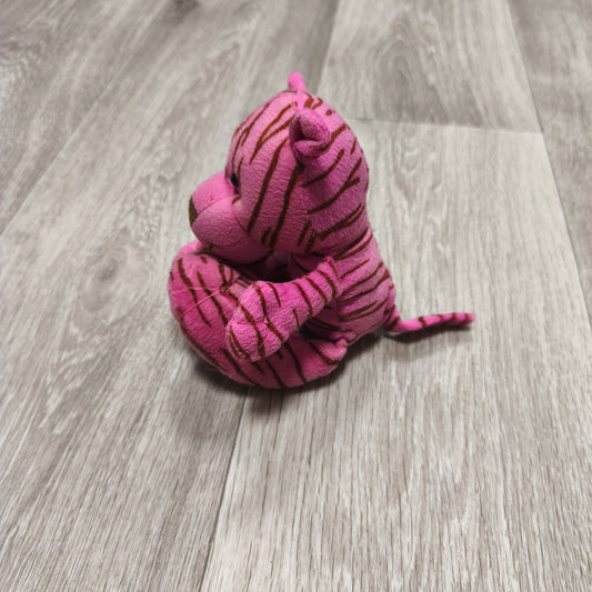 Pink Tiger Plush Stuffed Animal Toy Brown Striped Soft Cute Plushie