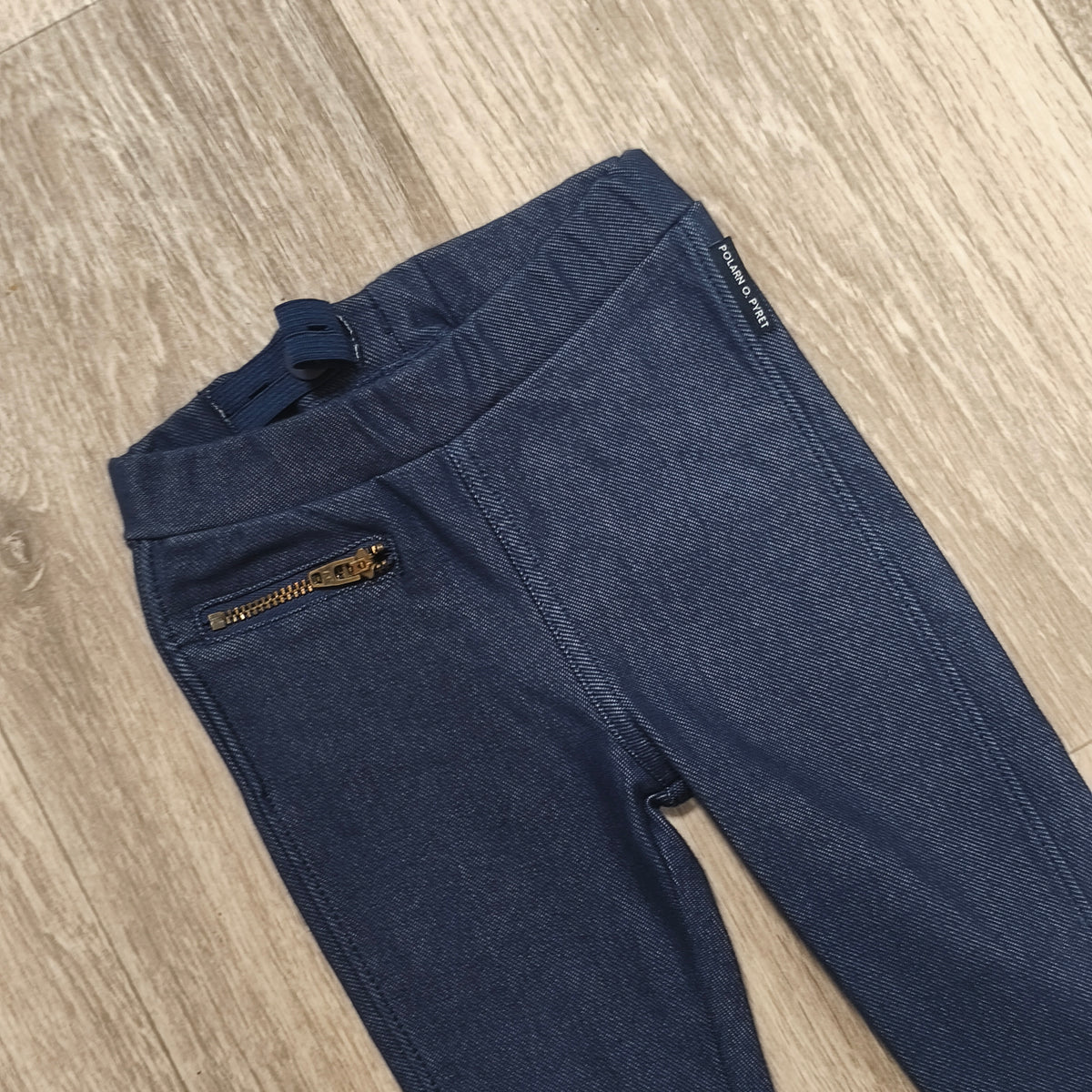 Polarn O. Pyret Denim Look Pants Leggings Adjustable Waist Blue