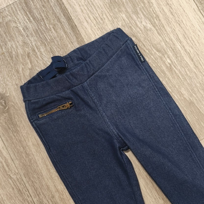 Polarn O. Pyret Denim Look Pants Leggings Adjustable Waist Blue