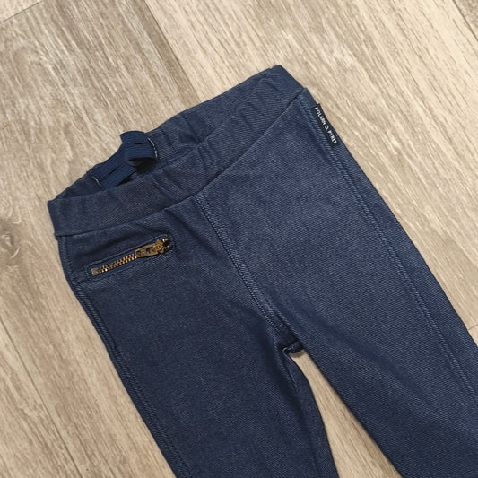 Polarn O. Pyret Denim Look Pants Leggings Adjustable Waist Blue