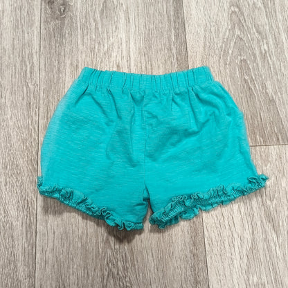 Mini Club Baby Newborn Teal Ruffle Hem Cotton Shorts Elastic Waist Pockets