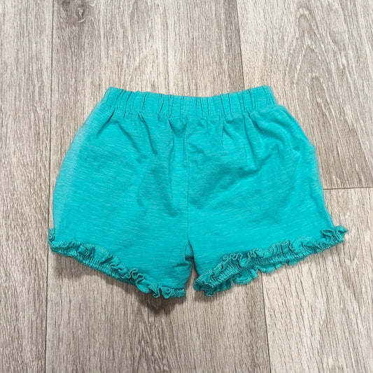 Mini Club Baby Newborn Teal Ruffle Hem Cotton Shorts Elastic Waist Pockets