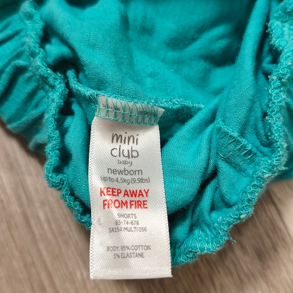 Mini Club Baby Newborn Teal Ruffle Hem Cotton Shorts Elastic Waist Pockets