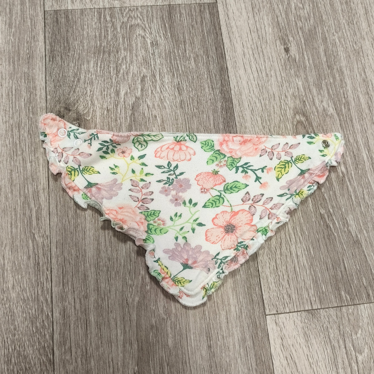 Baby Girl Bandana Drool Bib Floral Flower Snap Closure Ruffle Trim Absorbent