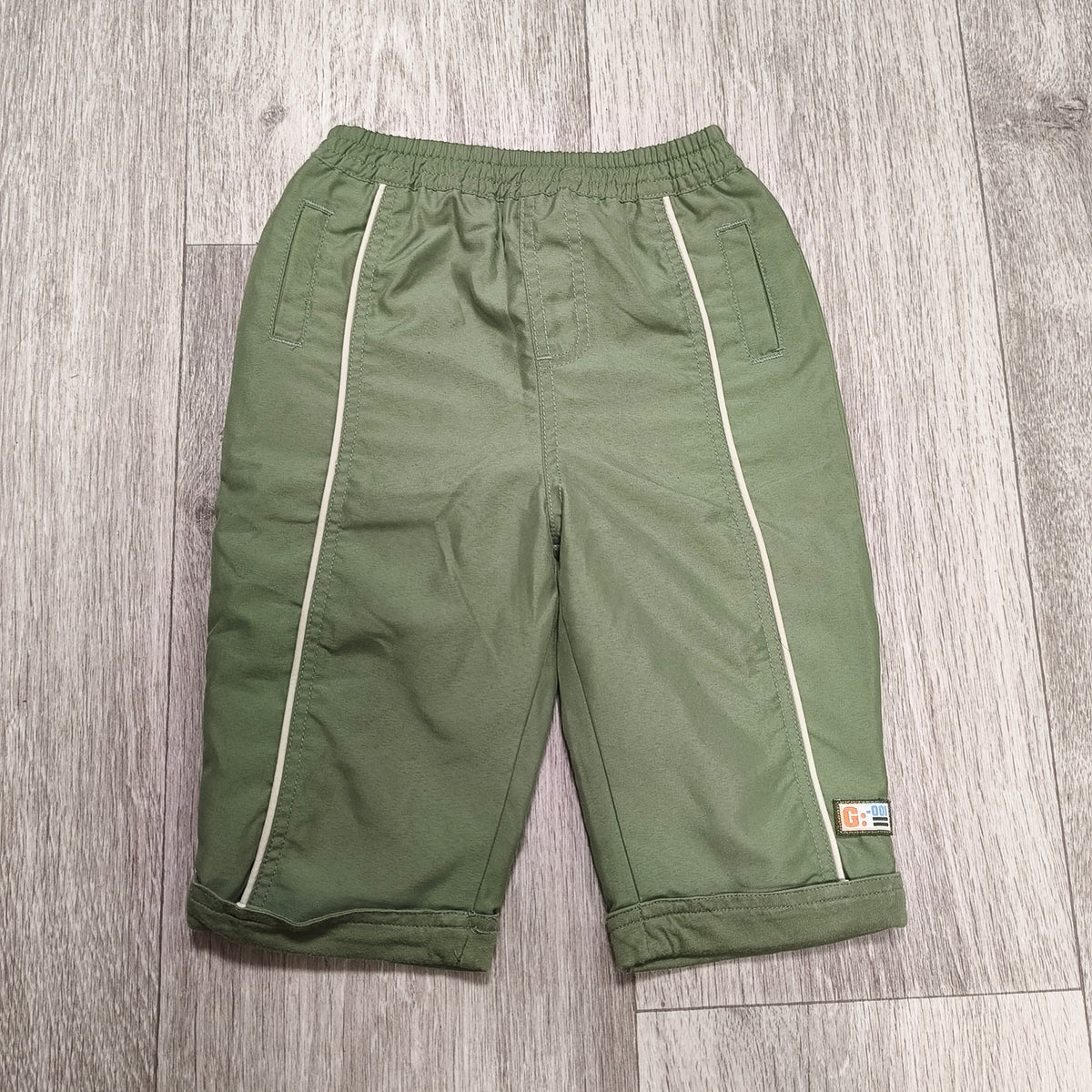 George Baby Green Elastic Waist Trousers Pants Piping Trim 6-9 Months