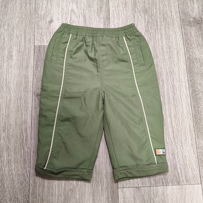 George Baby Green Elastic Waist Trousers Pants Piping Trim 6-9 Months