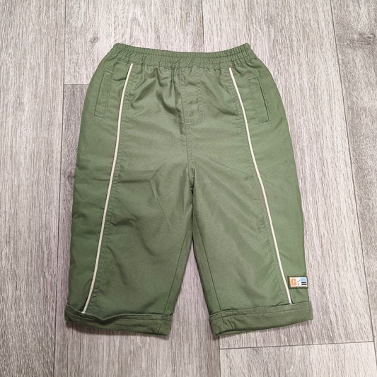 George Baby Green Elastic Waist Trousers Pants Piping Trim 6-9 Months