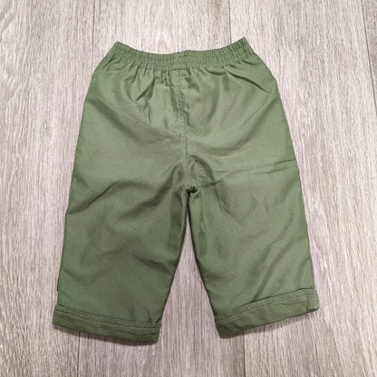 George Baby Green Elastic Waist Trousers Pants Piping Trim 6-9 Months