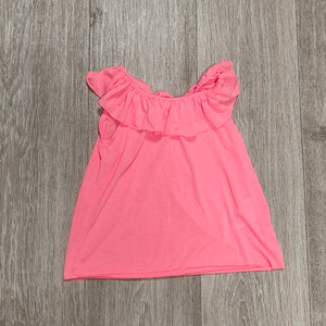 H&M Girls Neon Pink Ruffle Off Shoulder Top Sleeveless Shirt Size 2-4Y 98/104
