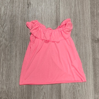 H&M Girls Neon Pink Ruffle Off Shoulder Top Sleeveless Shirt Size 2-4Y 98/104