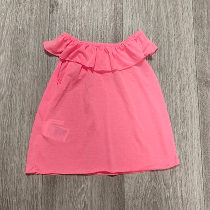 H&M Girls Neon Pink Ruffle Off Shoulder Top Sleeveless Shirt Size 2-4Y 98/104