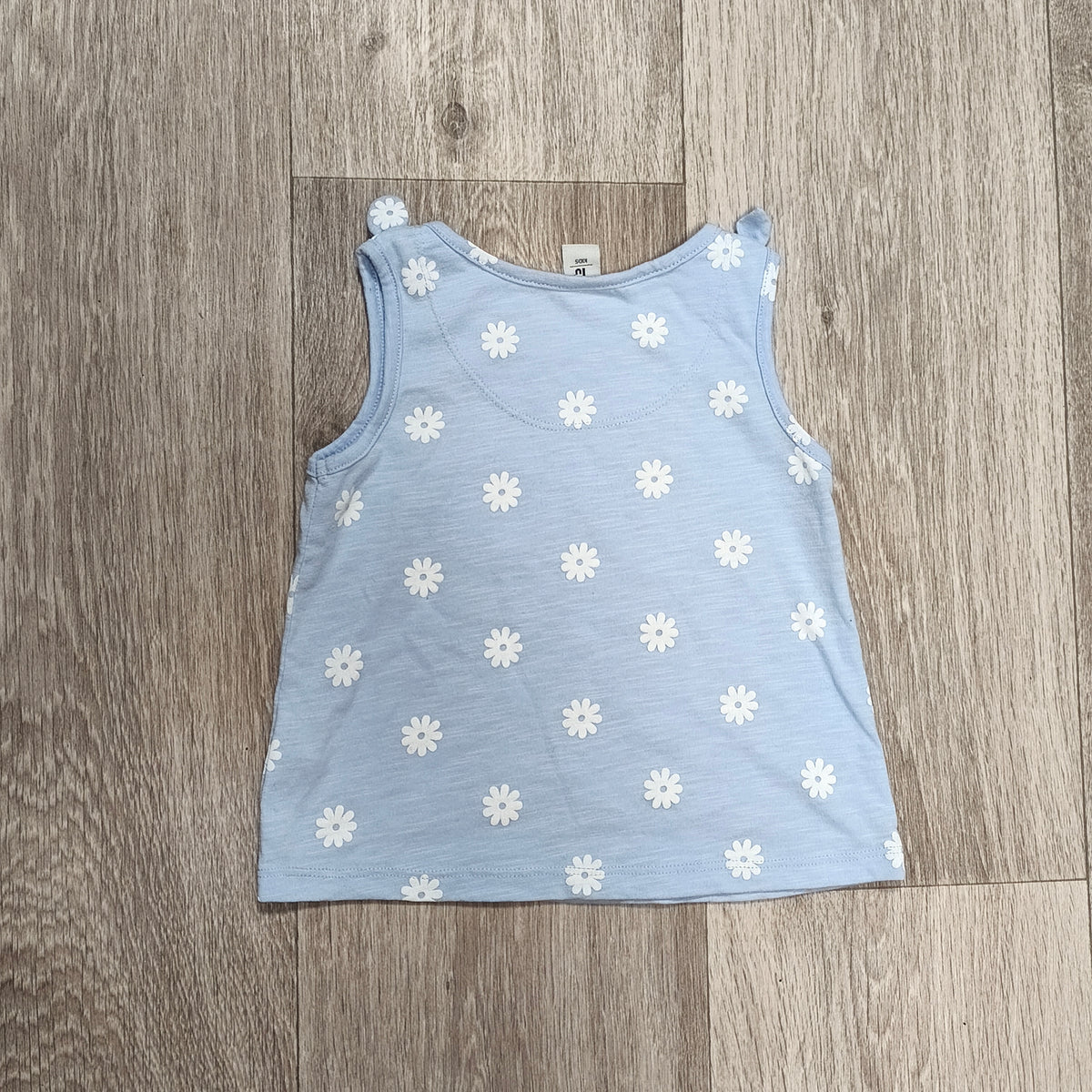 Tu Kids Girls Light Blue Daisy Floral Vest Tank Top Pocket 1.5-2 Yrs 86-92cm