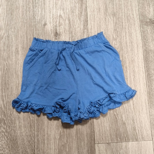 Tu Girls Blue Ruffle Hem Shorts Age 9 134 cm 100% Cotton Elastic Waist Pockets
