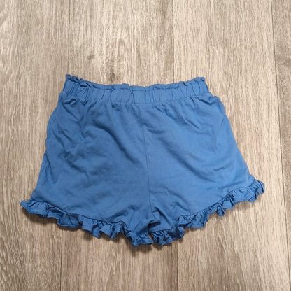 Tu Girls Blue Ruffle Hem Shorts Age 9 134 cm 100% Cotton Elastic Waist Pockets