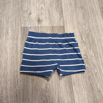 Little Nutmeg Baby Shorts 0-3 Months Blue White Striped 100% Cotton