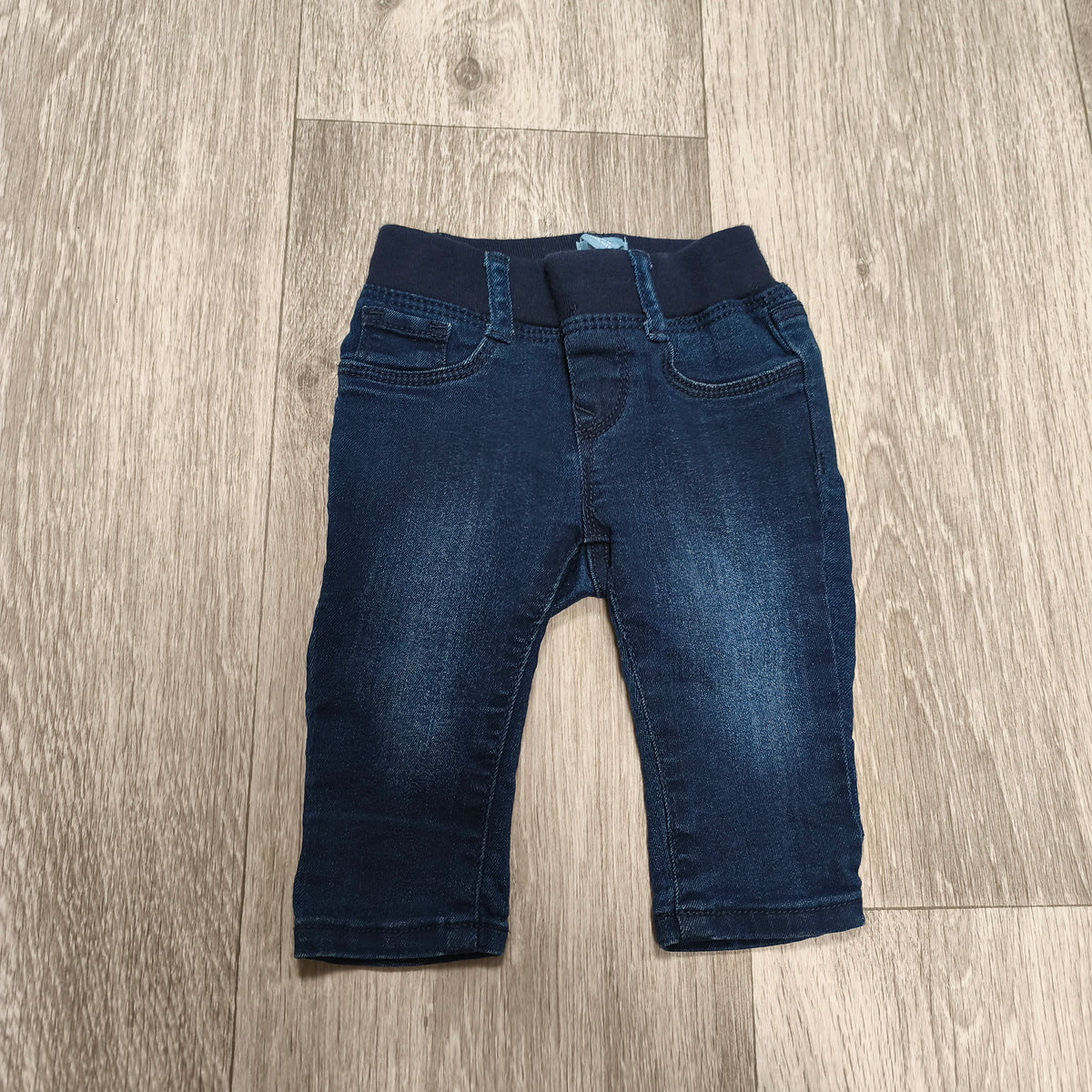 Baby Gap Baby Jeans Pull On Elastic Waist Dark Wash Blue Denim Pants 3-6 Months