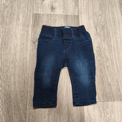Baby Gap Baby Jeans Pull On Elastic Waist Dark Wash Blue Denim Pants 3-6 Months