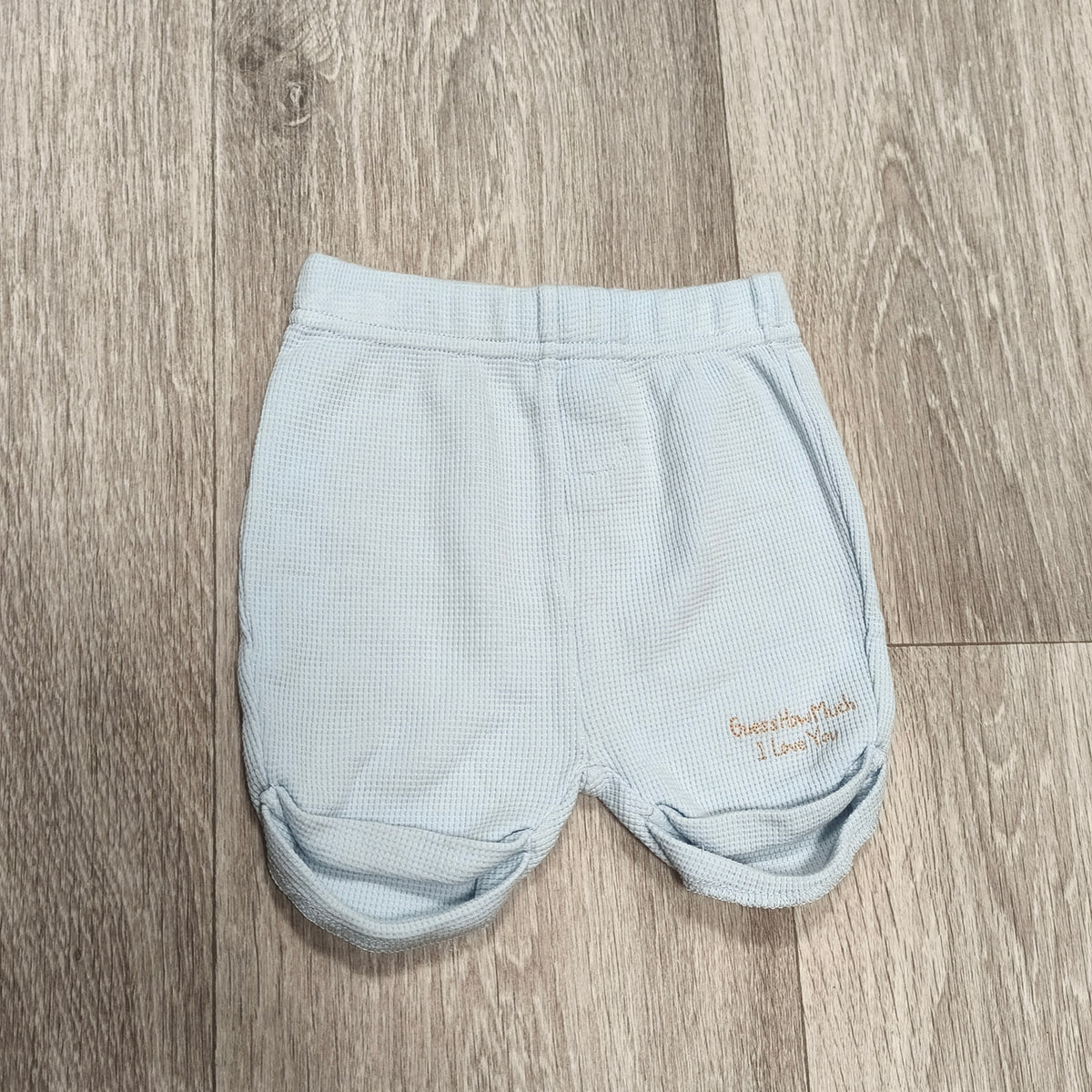 Tu Baby Blue Waffle Knit Footed Pants 3-6 Months Guess How Much I Love You